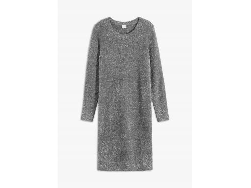 B.P.C sukienka prosta dzianinowa szara ze srebrną nitką 36/38.