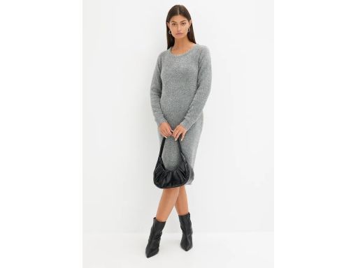 B.P.C sukienka prosta dzianinowa szara ze srebrną nitką 36/38.