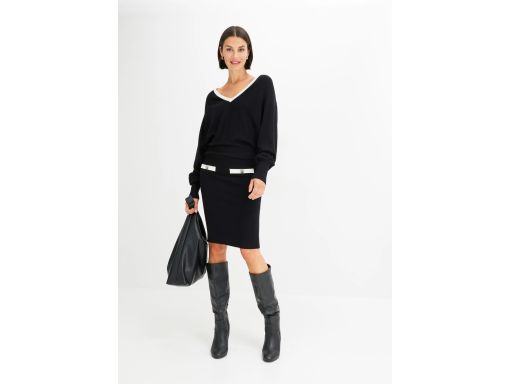 B.P.C sukienka dzianinowa czarno-biała z guzikami r.36/38