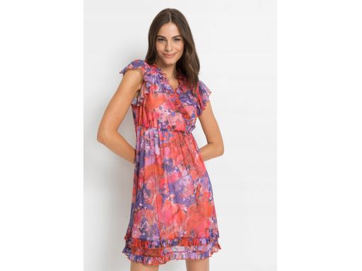 B.P.C sukienka z siateczki we wzory z falbankami 40/42.