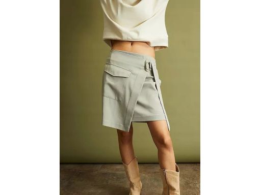 B.P.C mini spódnica zielona khaki z efektem założenia kopertowego ^40