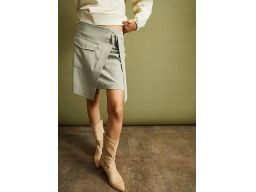 B.P.C mini spódnica zielona khaki z efektem założenia kopertowego ^40