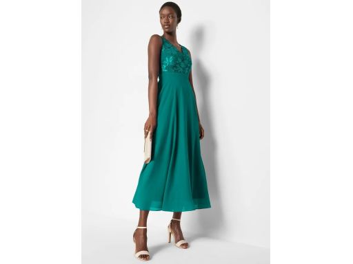 B.P.C sukienka szyfonowa długa zielona z cekinami PREMIUM ^40