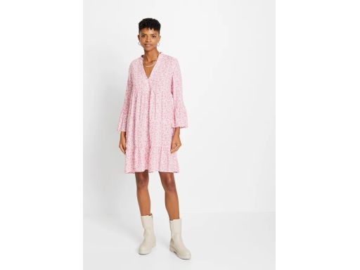 B.P.C sukienka z falbanami biało-różowa r.42