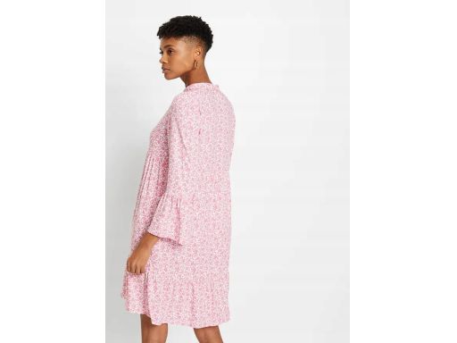 B.P.C sukienka z falbanami biało-różowa r.42