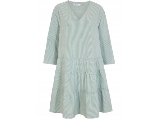 B.P.C sukienka koszulowa zielona w białe pionowe paseczki ^56