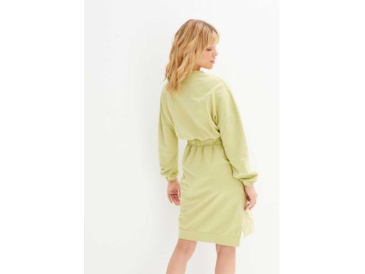 B.P.C sukienka dresowa pistacjowa z naszytymi kieszeniami 44/46.