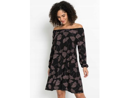 B.P.C sukienka czarna z nadrukiem prosta klasyczna ^36/38