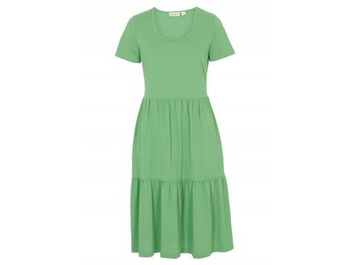 B.P.C sukienka shirtowa zielona z falbaną 40/42.