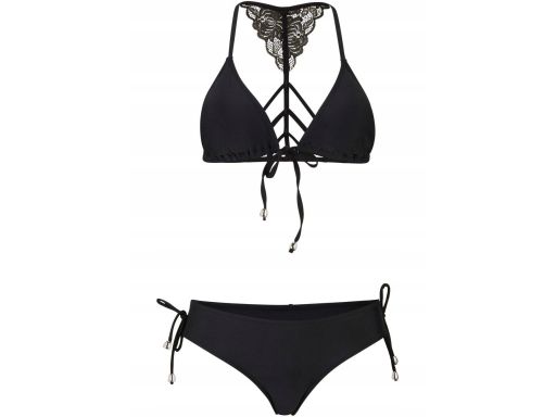 B.P.C czarne bikini wiązane z koronką trójkątne miseczki r.38 (75A)