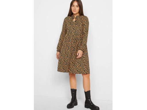 B.P.C sukienka bawełniana czarna w pomarańczowe kwiaty ^48/50