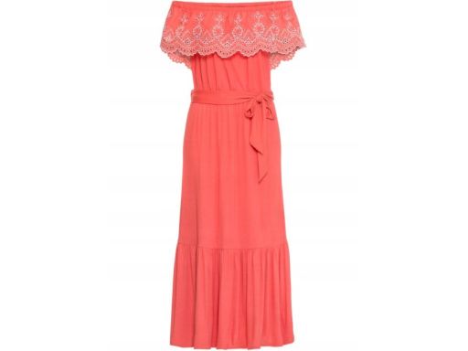 B.P.C sukienka carmen długa koralowa r.32/34
