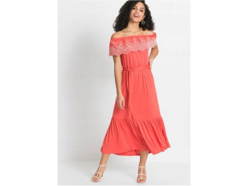 B.P.C sukienka carmen długa koralowa r.32/34