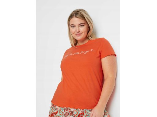 B.P.C t-shirt pomarańczowy biały napis r.40/42