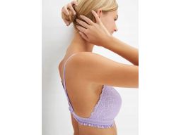 B.P.C biustonosz usztywniany bez fiszbin koronkowy fioletowy r.95A