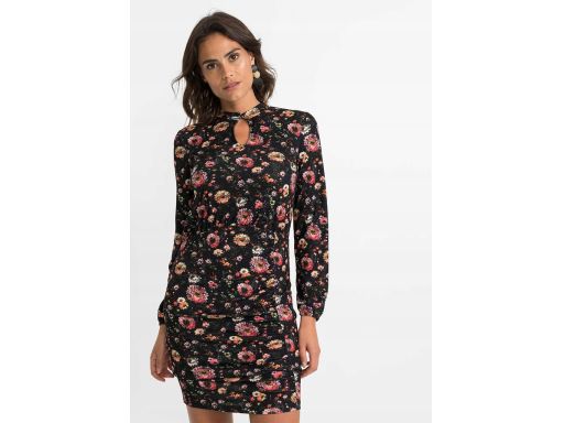 B.P.C ołówkowa sukienka czarna w kwiaty ^36/38