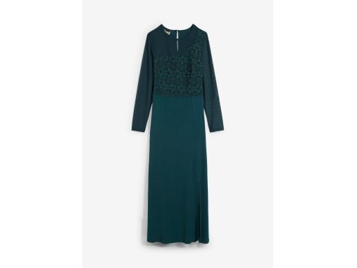 B.P.C sukienka wieczorowa butelkowa zieleń z koronką ^36/38