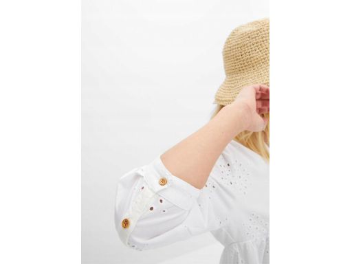 B.P.C biała sukienka z ażurowym haftem 40.