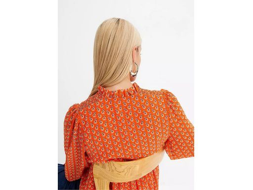B.P.C bluzka szyfonowa pomarańczowa we wzory z marszczeniami ^36