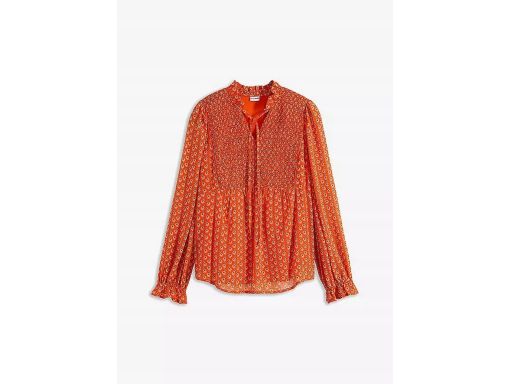 B.P.C bluzka szyfonowa pomarańczowa we wzory z marszczeniami ^36