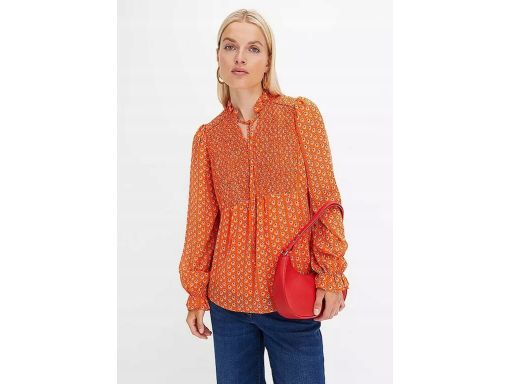 B.P.C bluzka szyfonowa pomarańczowa we wzory z marszczeniami ^36