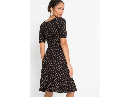 B.P.C sukienka czarna w drobne kwiatuszki wiskoza ^36/38
