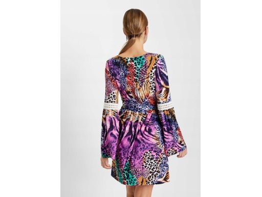 B.P.C kolorowa sukienka z szydełkową wstawką ^40/42