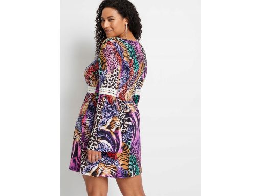 B.P.C kolorowa sukienka z szydełkową wstawką ^40/42