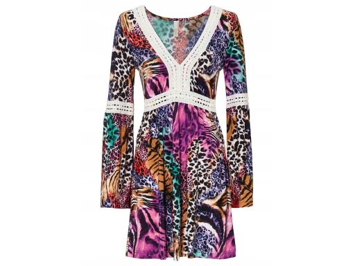 B.P.C kolorowa sukienka z szydełkową wstawką ^40/42