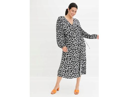 B.P.C sukienka szyfonowa kopertowa plisowana we wzory r.36/38