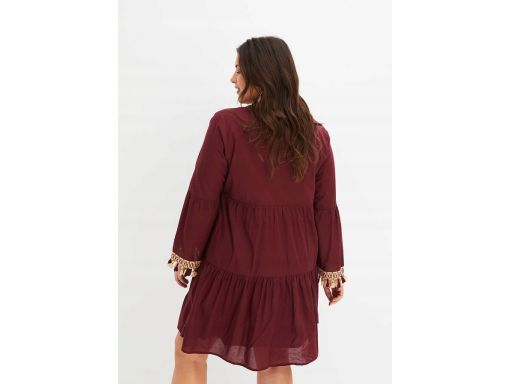 B.P.C sukienka tunikowa boho z frędzlami bawełniana ^46