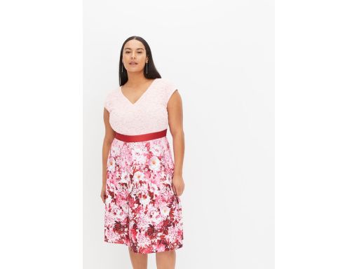 B.P.C sukienka różowa w kwiaty z koronką r.44/46