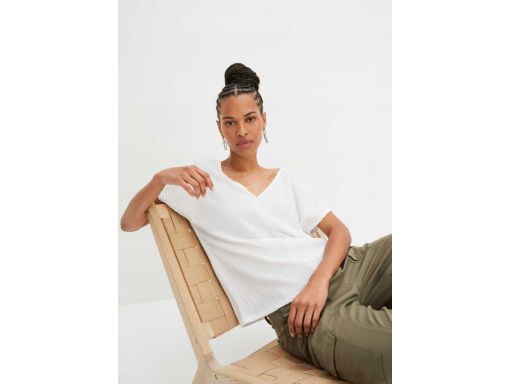 B.P.C biały t-shirt oversize z krepy ^40/42