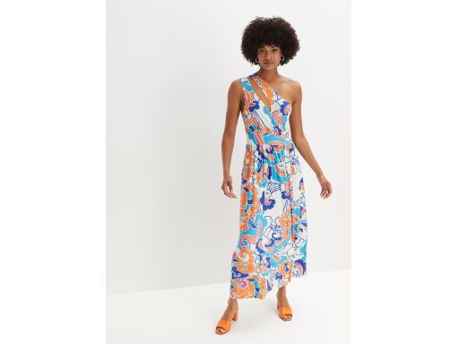 B.P.C kolorowa sukienka maxi na jedno ramię ^36/38