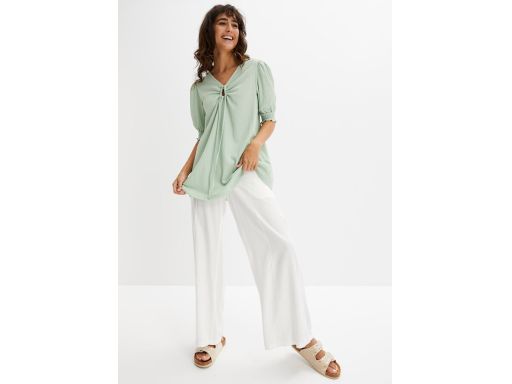 B.P.C tunika shirtowa prążkowana luźna zielona r.40/42