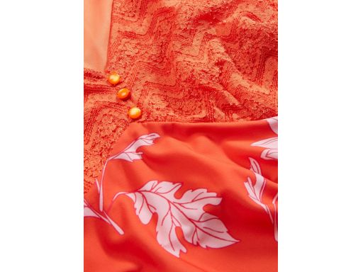 B.P.C pomarańczowa sukienka z koronką rozszerzane rękawy 40/42.