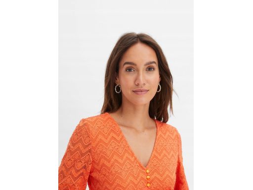 B.P.C pomarańczowa sukienka z koronką rozszerzane rękawy 40/42.