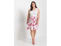 B.P.C sukienka biało-różowa w kwiaty z koronką r.36/38