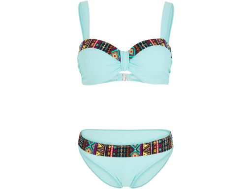 B.P.C bikini na fiszbinach usztywniane turkusowe ze wzorkiem ^38 (75F)