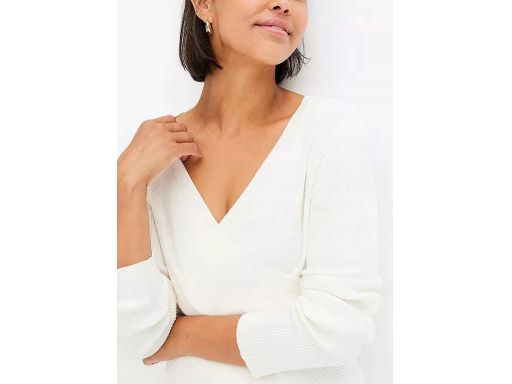 B.P.C sweterek biały z efektem założenia kopertowego ^36/38