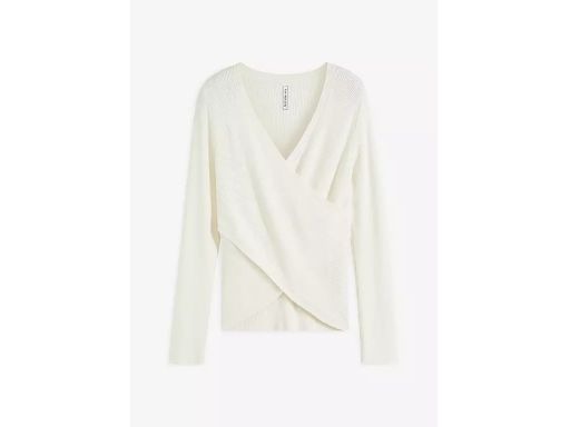 B.P.C sweterek biały z efektem założenia kopertowego ^36/38