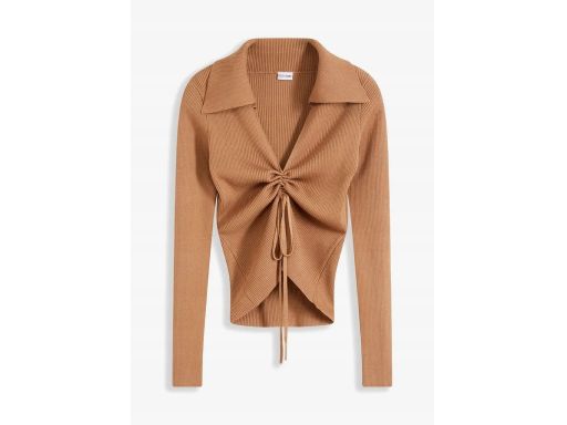 B.P.C sweter z wiązaniem i marszczeniem wielbłądzi brąz r.48/50