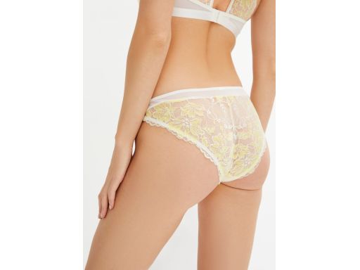 B.P.C koronkowe sexi figi brazylijskie rio biało-żółte ^48/50