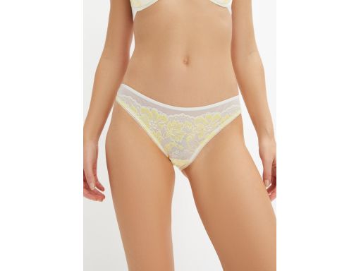 B.P.C koronkowe sexi figi brazylijskie rio biało-żółte ^48/50
