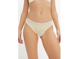 B.P.C koronkowe sexi figi brazylijskie rio biało-żółte ^48/50