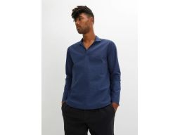 B.P.C męska koszula granatowa w drobną krateczkę bez zapięcia 43/44.