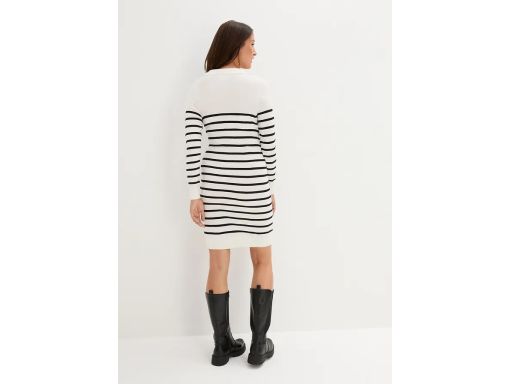 B.P.C dzianinowa ciążowa sukienka biała w czarne paseczki 44/46.