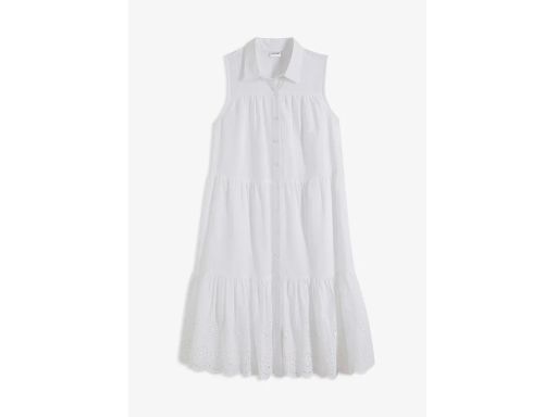 B.P.C biała sukienka z ażurowym haftem z kołnierzykiem r.40