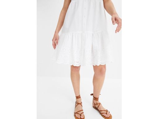 B.P.C biała sukienka z ażurowym haftem z kołnierzykiem r.40