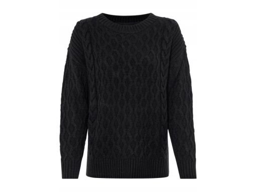 B.P.C czarny sweter damski z warkoczami r.40/42
